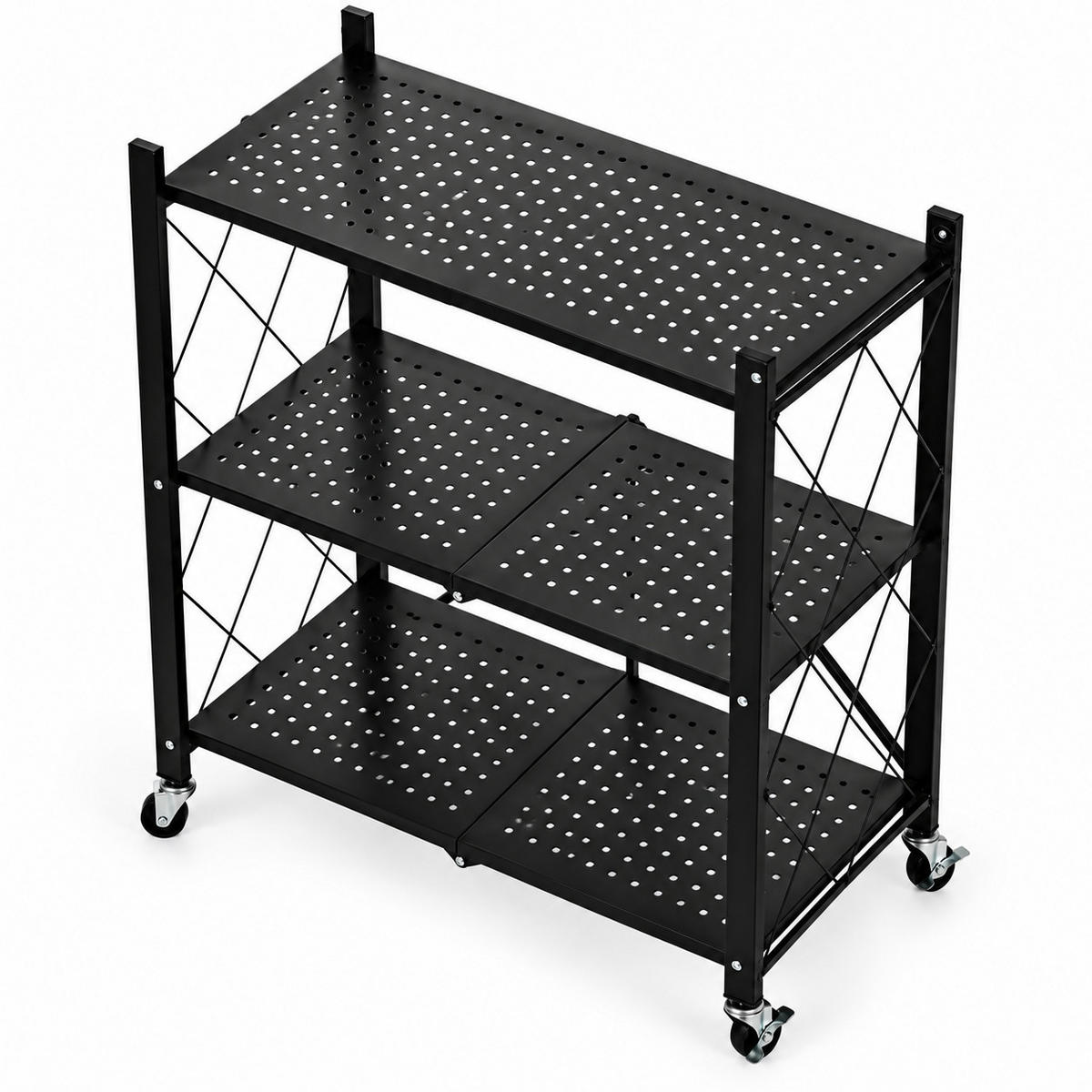 KLAPPREGAL Schwarz 3 Böden 90 cm - Schwarz, Metall (71/90/34cm) - Mat-Haus