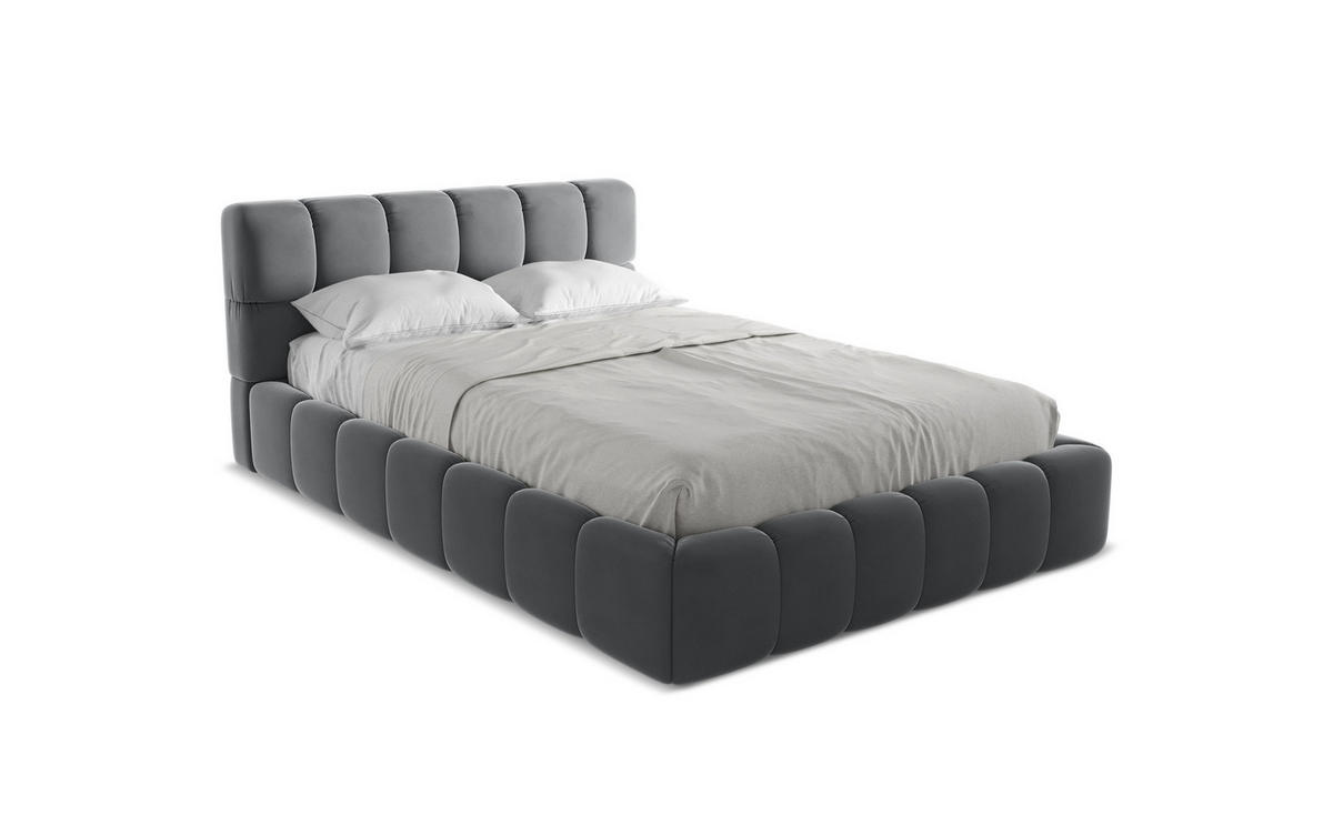 POLSTERBETT mit Bettkasten und Lattenrost 160x228 Grau - Dunkelgrau/Schwarz, Kunststoff/Textil (140/200cm) - Makamii