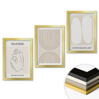 WANDBILDER 3er Set - 20x30 cm Goldrahmen - Stilvolle minimalistische Linien - Goldfarben, Kunststoff (20/30cm) - ArtPrintCave