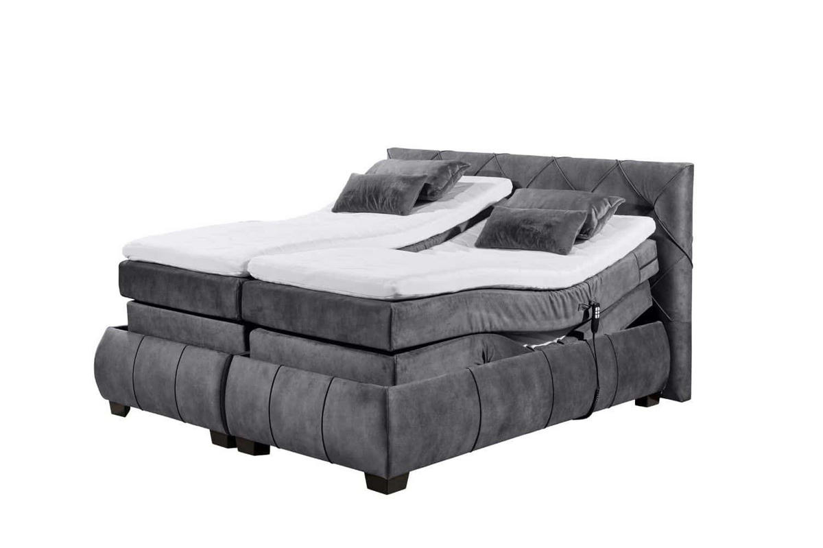 BOXSPRINGBETT 180x200 inkl. Elektrofunktion, Topper und Matratze - Schieferfarben/Rostfarben, Holz/Holzwerkstoff (180/200cm) - ed exciting design