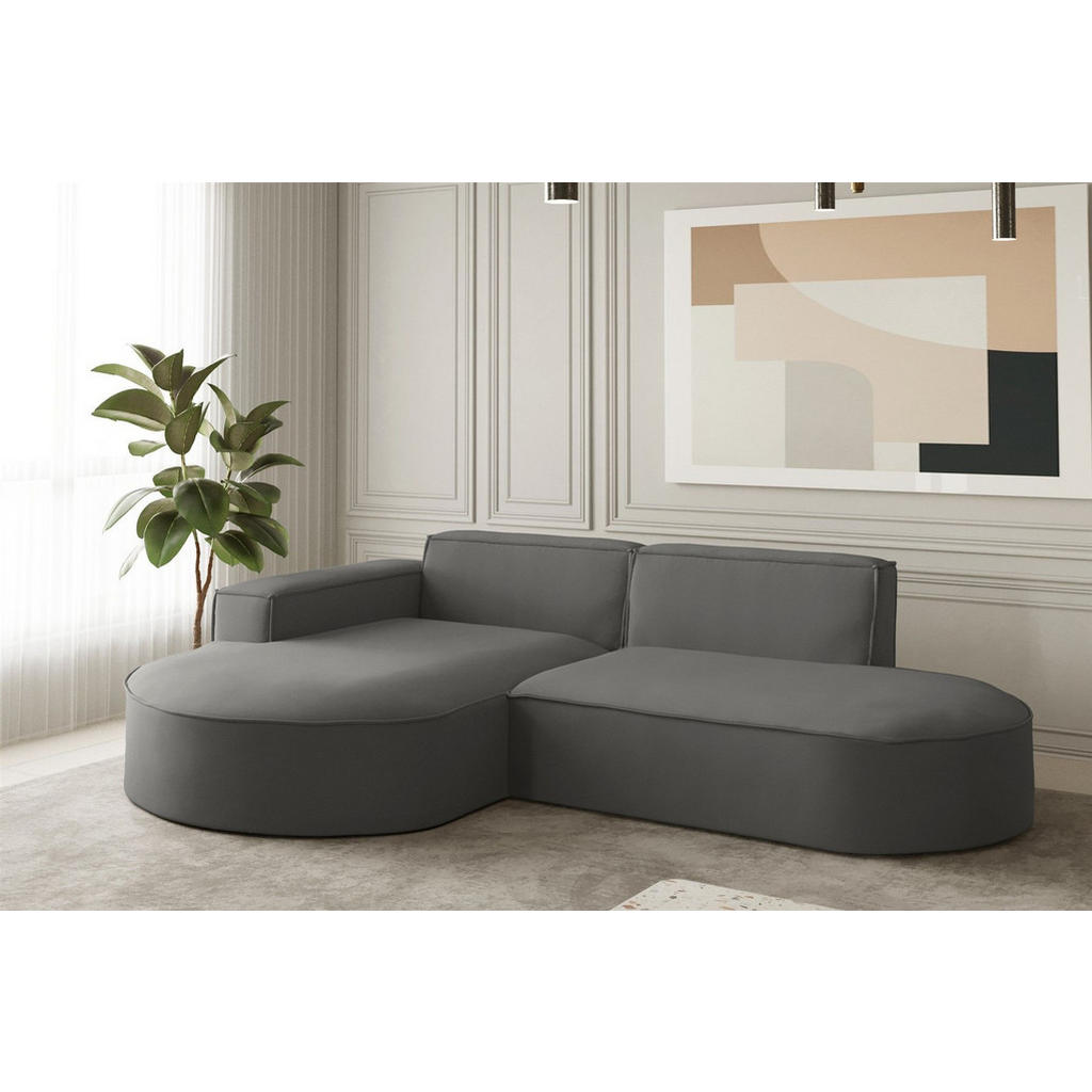 Thumbnail - Fun Möbel Ecksofa, Anthrazit, Textil, L-Form, 236x165 cm, Wohnzimmer, Sofas & Couches, Wohnlandschaften, Ecksofas