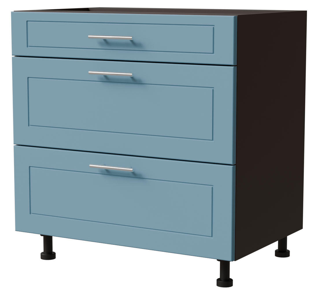 SCHUBLADENUNTERSCHRANK Bari D3/80 Lava / RAL 5024 pastellblau 80 / 50 / 82cm REJS Vollauszug - Blau/Dunkelgrau, Holz/Holzwerkstoff (80/82/50cm) - Feldmann-Wohnen