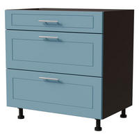 SCHUBLADENUNTERSCHRANK Bari D3/80 Lava / RAL 5024 pastellblau 80 / 50 / 82cm Blum Teilauszug - Blau/Dunkelgrau, Holz/Holzwerkstoff (80/82/50cm) - Feldmann-Wohnen