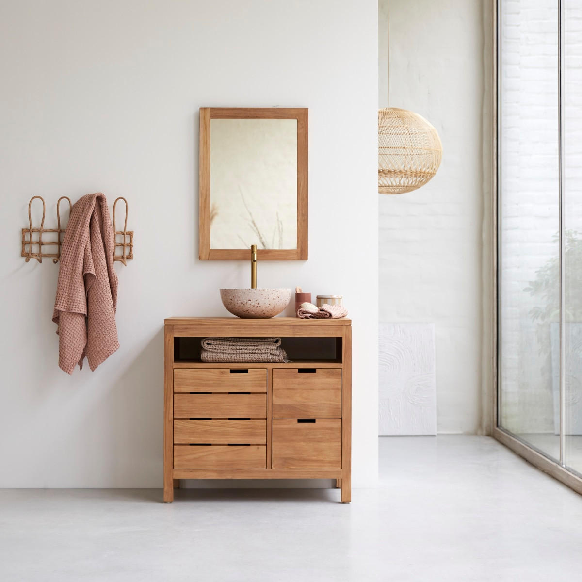 WASCHTISCHUNTERSCHRANK Serena Natur aus Teak - Naturfarben, Holz (80/78/45cm) - Tikamoon
