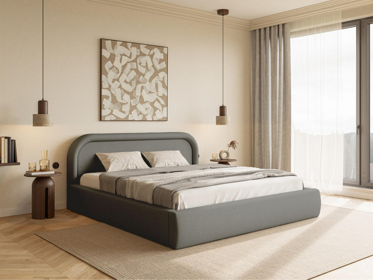 POLSTERBETT Ruvi Grau 160x200 cm - Schwarz/Grau, Kunststoff/Textil (160/200cm) - Selsey