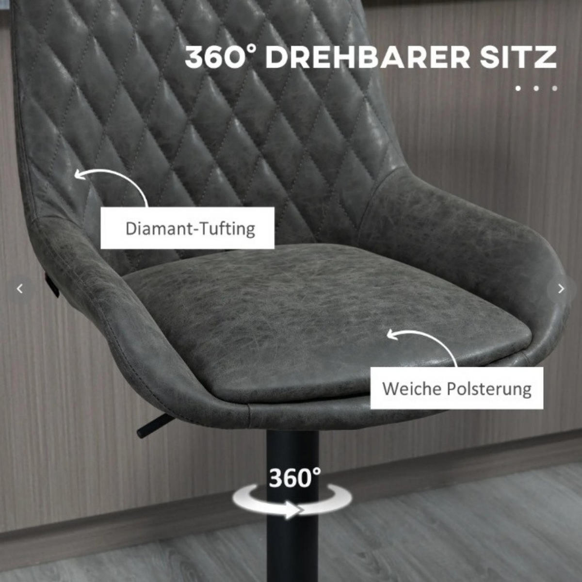 BARHOCKER höhenverstellbar 2er-Set Dark Gray - Dunkelgrau, Metall (59/117/51cm) - Meubliv