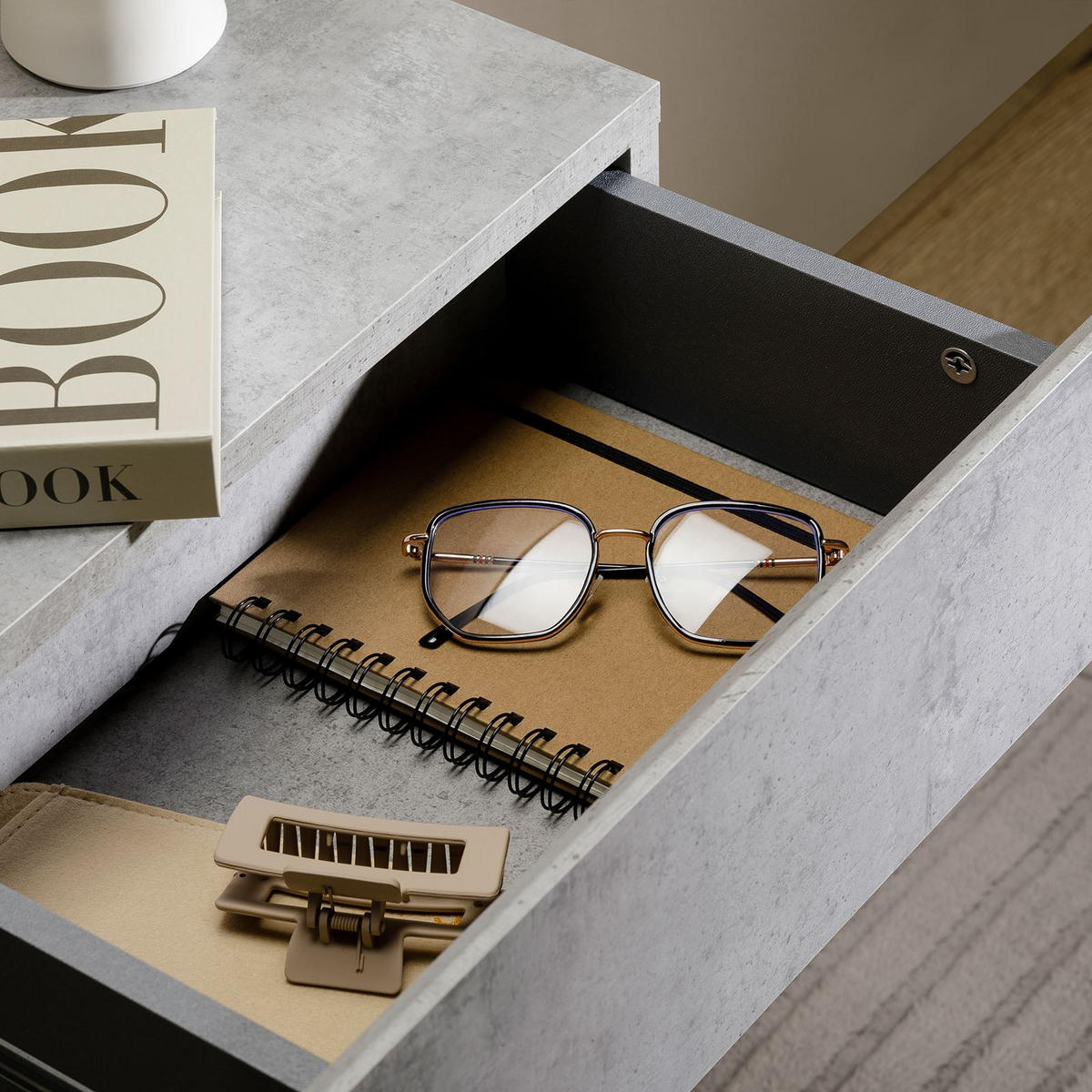 HÄNGENDER NACHTTISCH ANNI - Grau, Holzwerkstoff (42/29/30cm) - CARO-Möbel