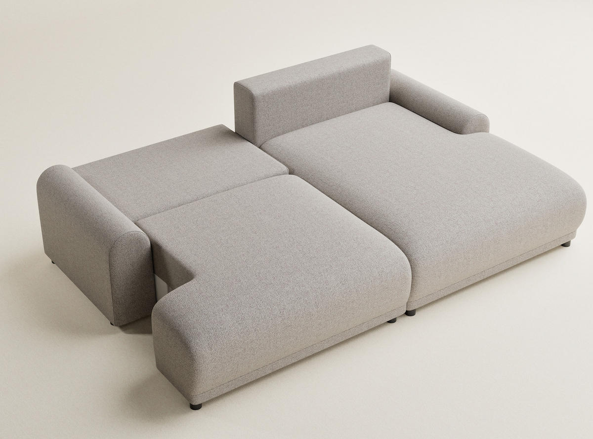 ECKSOFA MIT SCHLAFFUNKTION Tallin Seidengrau Webstoff - Beige/Schwarz, Holz/Holzwerkstoff (240/145cm) - Maison de Reve