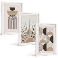 BILDER SET 3er Set - 40x60 cm Weißer Rahmen - Abstrakte Formen beige braun - Weiß, Kunststoff (40/60cm) - TULUP