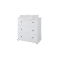 WICKELKOMMODE Kleines Herz - Weiß, Naturmaterialien (48/87/80cm) - kiki design