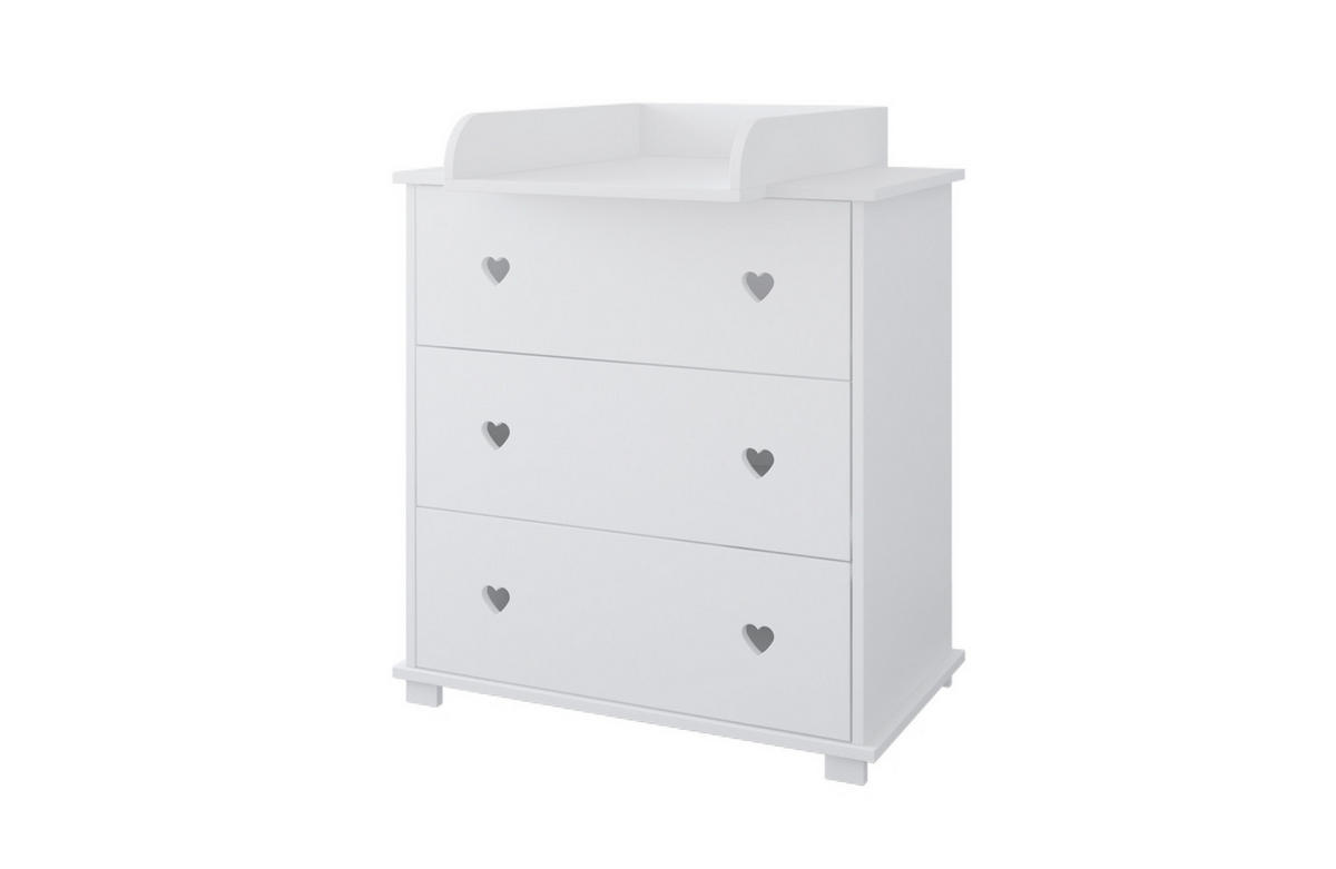 WICKELKOMMODE Kleines Herz - Weiß, Naturmaterialien (48/87/80cm) - kiki design