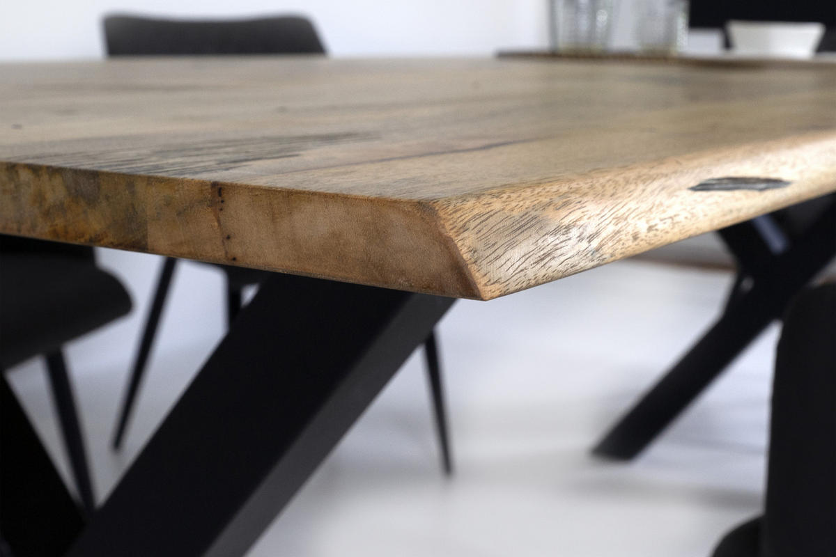ESSTISCH TIGER X - Beige/Schwarz, Holz/Metall (100/220/77cm) - SAM