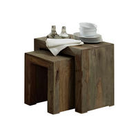 BEISTELLTISCH Sheesham 45x35x45 grau geölt NATURE GREY #12 - Grau, Holz (35/45/45cm) - Massivmoebel24