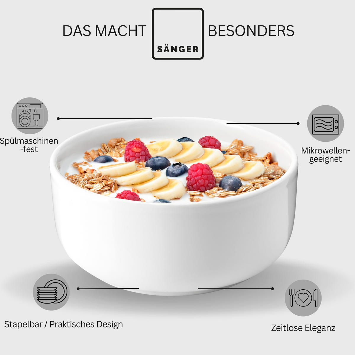 TAFELSERVICE MARLO - 24 teilig aus Porzellan - Weiß, Keramik (27/8.2/27cm) - Sänger