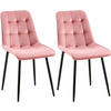 STUHL 2er Set Samt Pink - Pink/Schwarz, Textil/Metall (47/89/61cm) - CLP