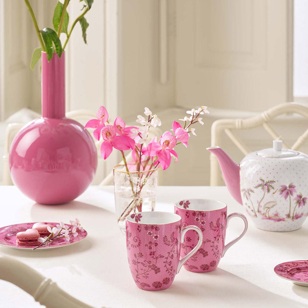 BECHER 2er-Set Large jolie blumen rosa 350 ml - Rosa, Keramik (0.35L) - Pip Studio