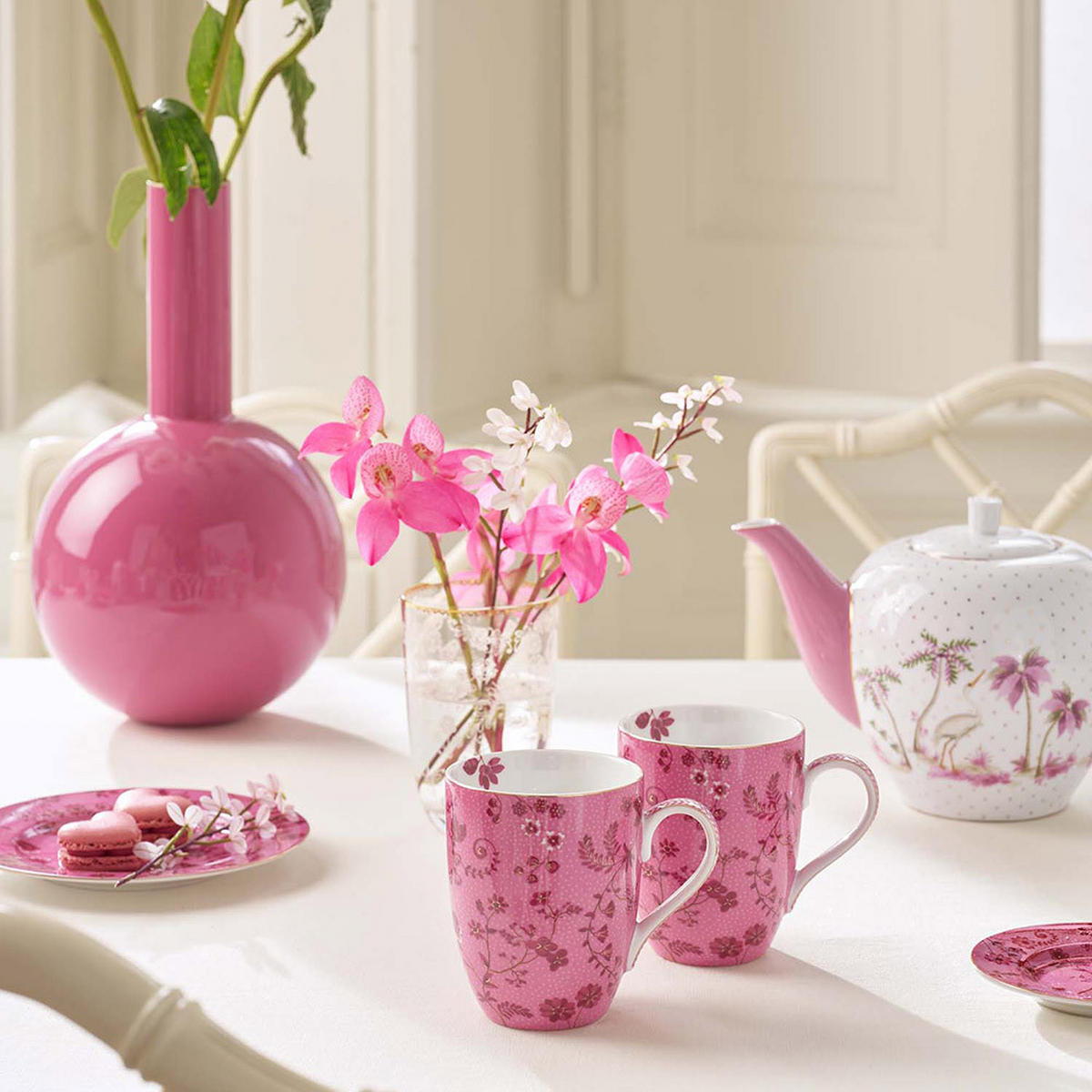 BECHER 2er-Set Large jolie blumen rosa 350 ml - Rosa, Keramik (0.35L) - Pip Studio