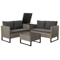 LOUNGEGARNITUR Santorini grau-meliert / grau - Grau, Kunststoff/Metall - Juskys