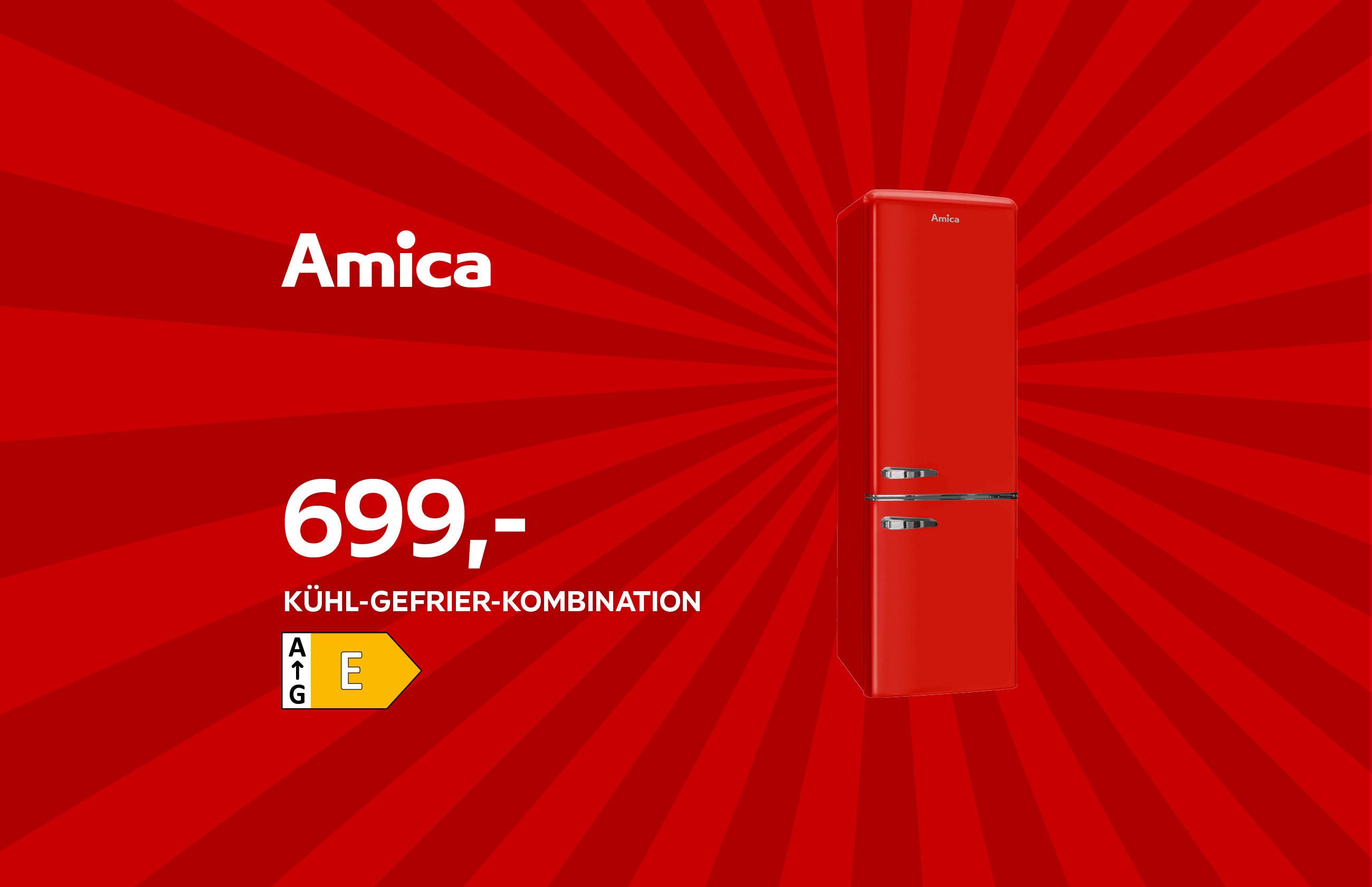 Amica 699,- Kühl-Gefrier Kombination Energieeffizienzklassen: E