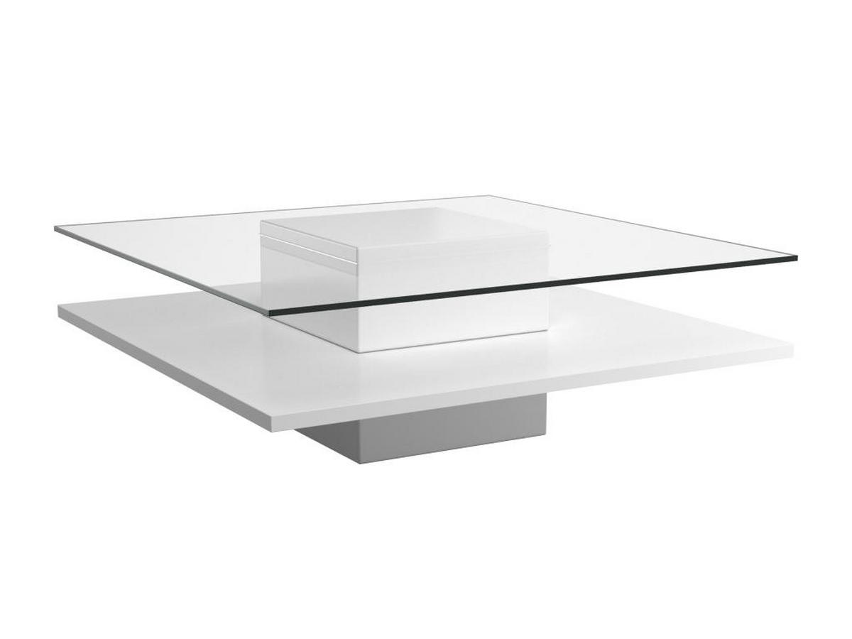 COUCHTISCH - Glas & MDF - Weiß - ISANIA - Transparent, Glas (100/100/38cm) - Vente-Unique