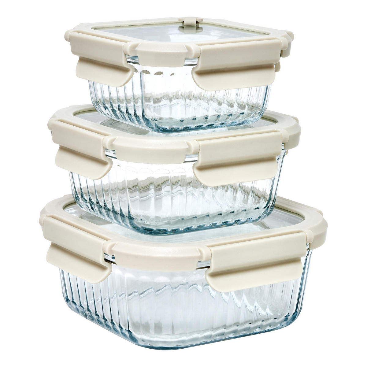 FRISCHHALTEDOSE 3er-Set 12/12/6 cm - Transparent, Glas (12/6/12cm) - 5five Simply Smart