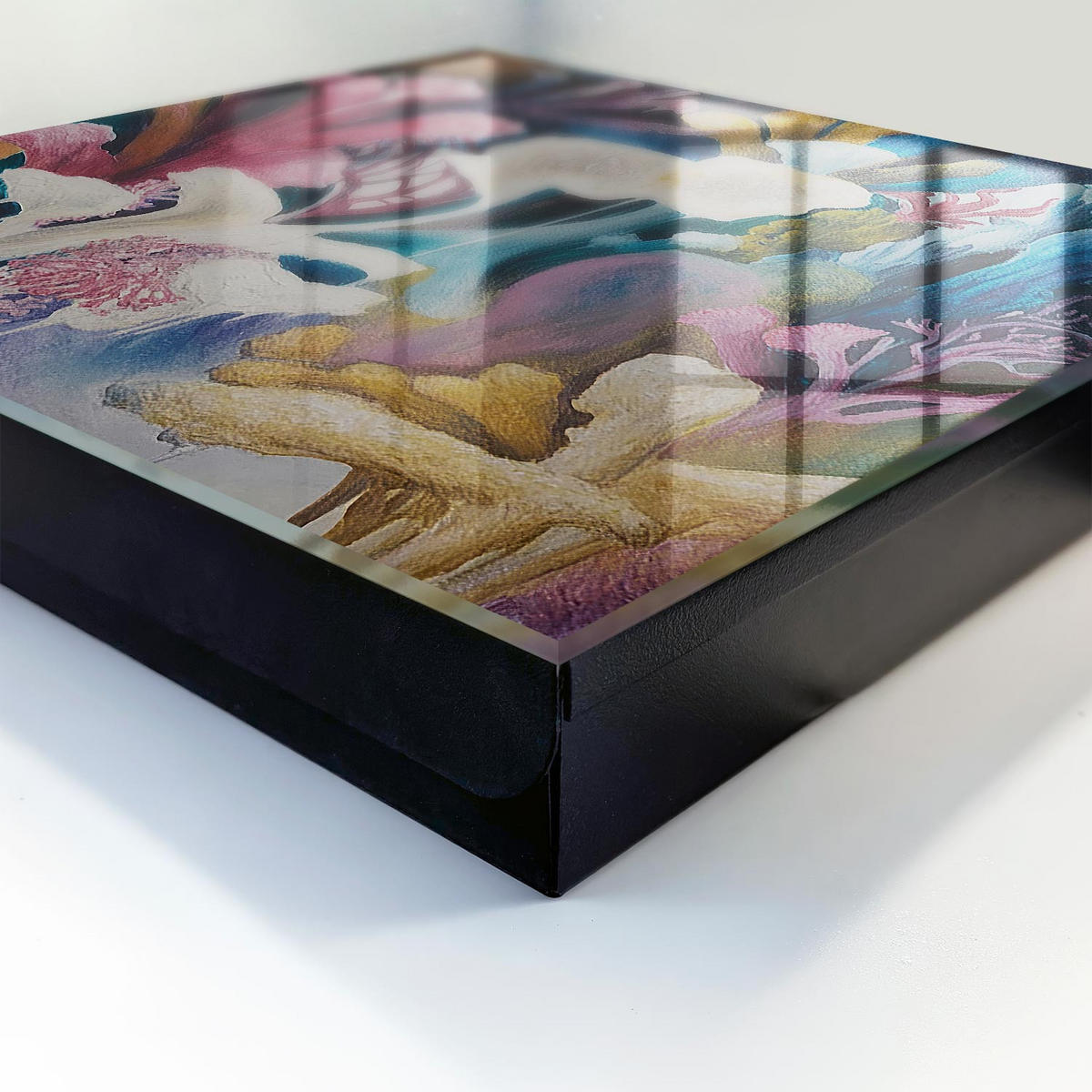 SCHLÜSSELBOX Schwarz 30x30 cm- Türöffnung nach rechts - Abstrakte Natur - Pink, Metall (30/30/5cm) - TULUP