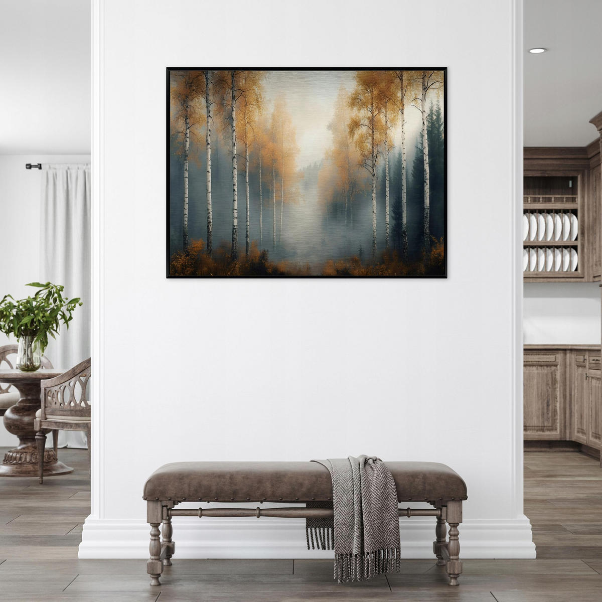 BILDER mit Rahmen Wald Bäume Braun 150x100 cm - Multicolor, Metall (150/100cm) - Wallarena