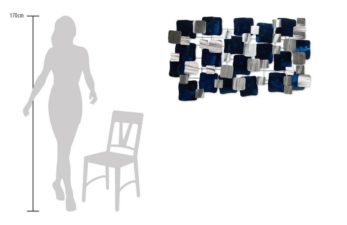 WANDDEKO Blau 117/65 cm - Blau/Weiß, Metall (4/65/6cm) - KUNSTLOFT