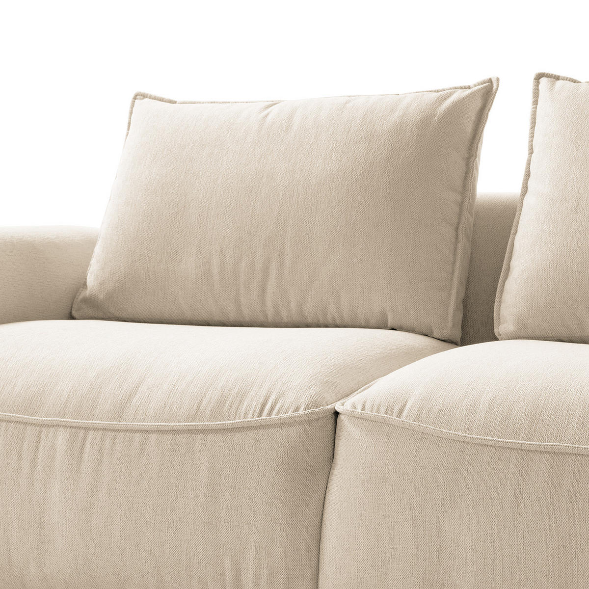 2,5-SITZER SOFA - modular - Beige/Schwarz, Holz/Kunststoff (189/80/99cm) - home24