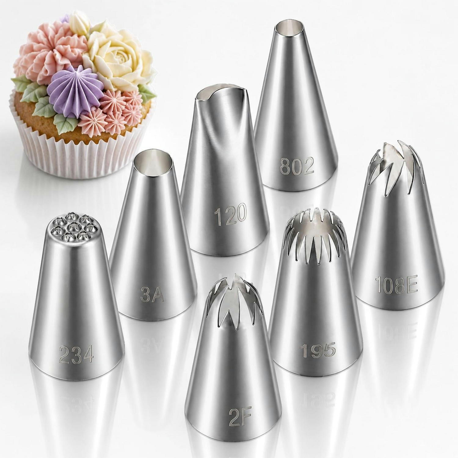 SPRITZTÜLLEN Set Edelstahl 7-teilig - Silberfarben, Metall (2.5/4.2/4.2cm)