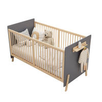 KINDERBETT 70/140 cm in Blau & Natur Massivholz mit 3-stufiger Höhenverstellung und Ablage - Blaugrau/Naturfarben, Holz/Holzwerkstoff (70/140cm) - WISHDOR