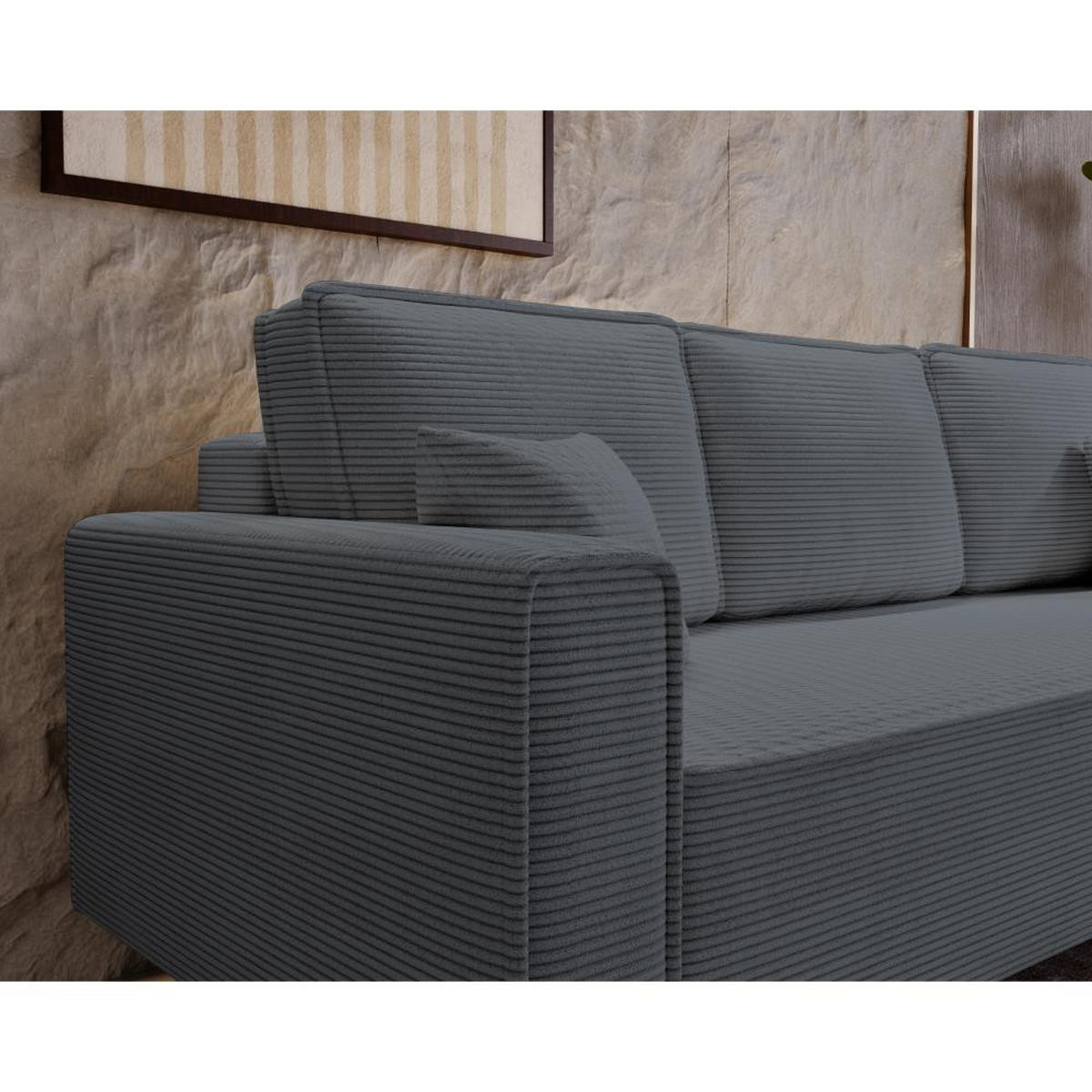 3-SITZER SOFA Monte mit Schlaffunktion dunkelgrau - Dunkelgrau, Textil (225/73/95cm) - Beautysofa