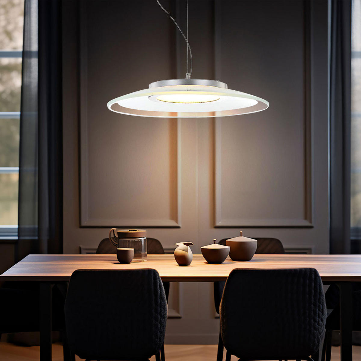LED HÄNGELEUCHTE Metall Silber - Silberfarben, Glas (40/40/125cm) - Globo Lighting