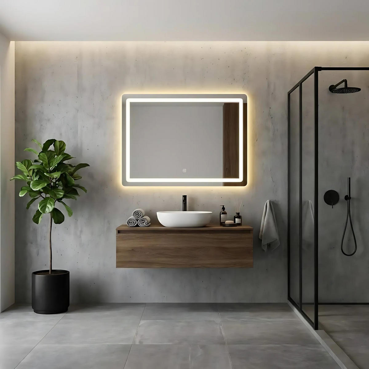SPIEGEL Rea Led 80x60cm P10407 - Weiß, Glas (80/60/2cm) - REA