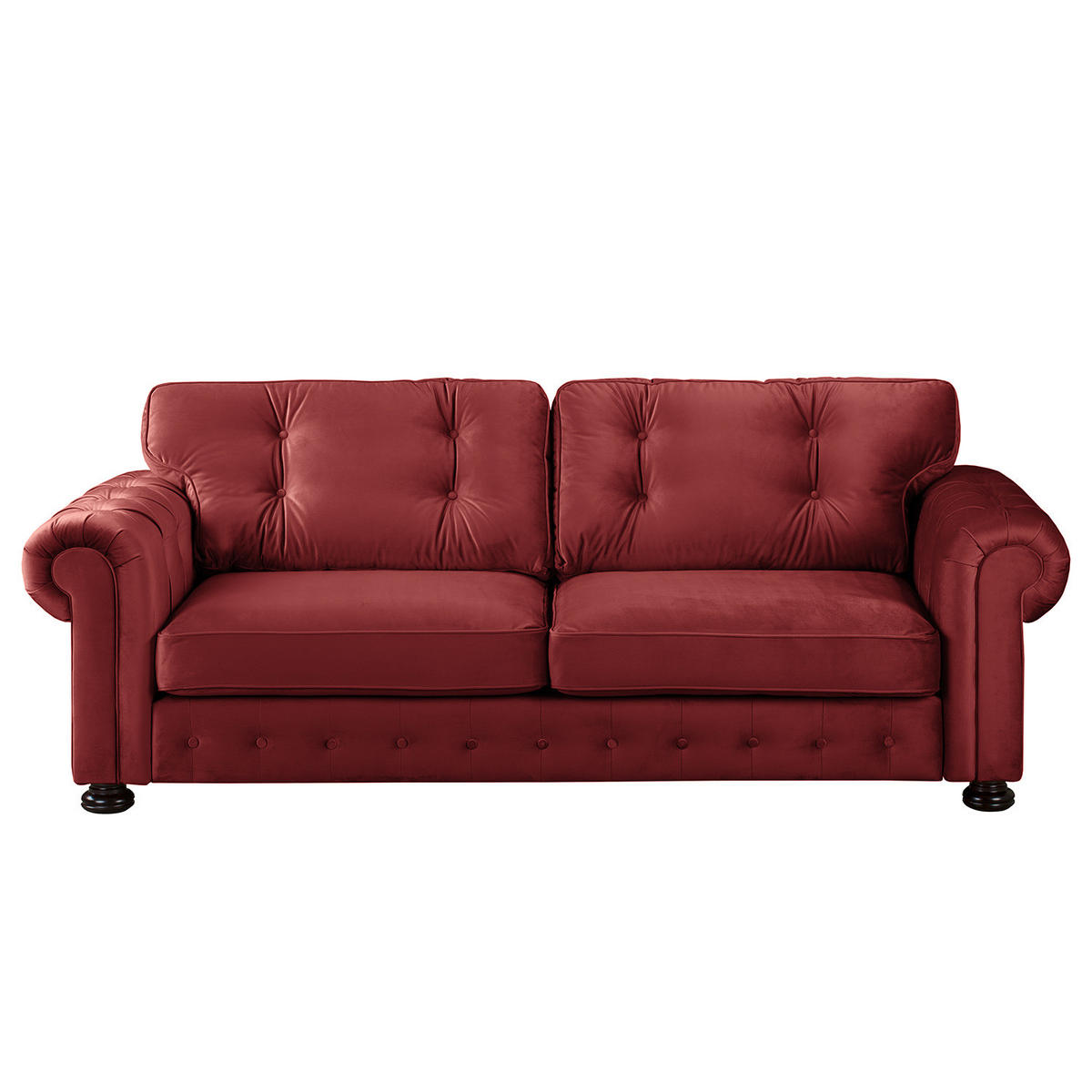 3-SITZER SOFA - Samt - Rot, Textil (250/93/100cm) - home24