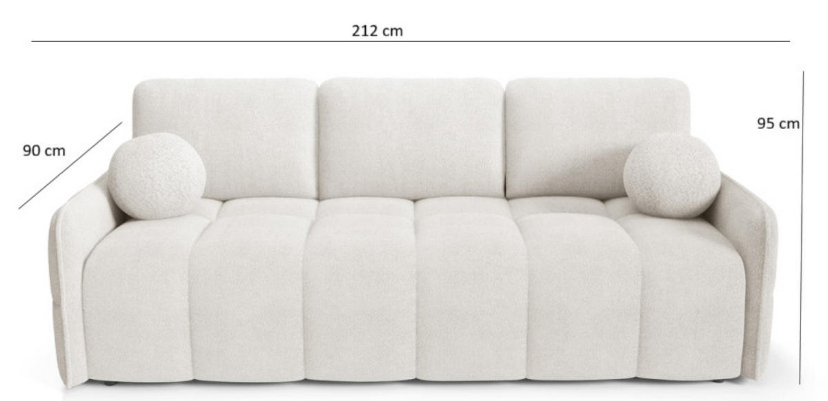 SITZSOFA Granat Abriamo Emili Mit Schlaffunktion - Dunkelblau, Textil (212/95/90cm) - Sepro Meble