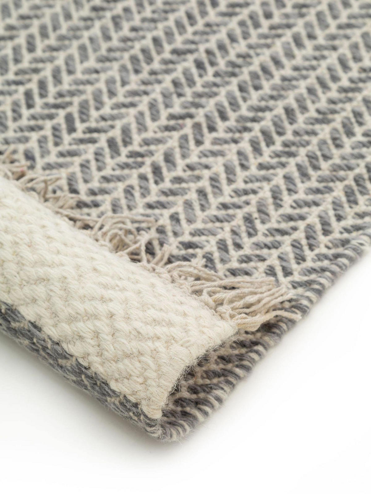 TEPPICH Wollteppich Kim Grau - Grau, Textil (160/1cm) - KUNSTLOFT