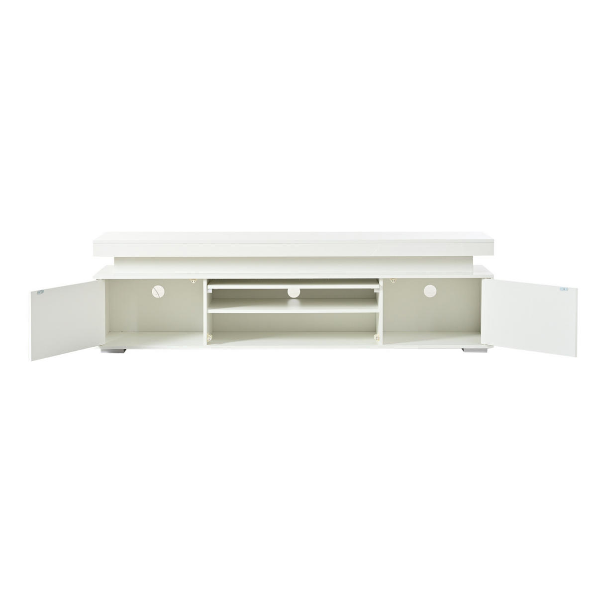 TV-LOWBOARD aus Spanplatte 150x35x43 cm Weiß mit LED-Beleuchtung und 3 Türen - Weiß, Holzwerkstoff (150/43/35cm) - IVMEU