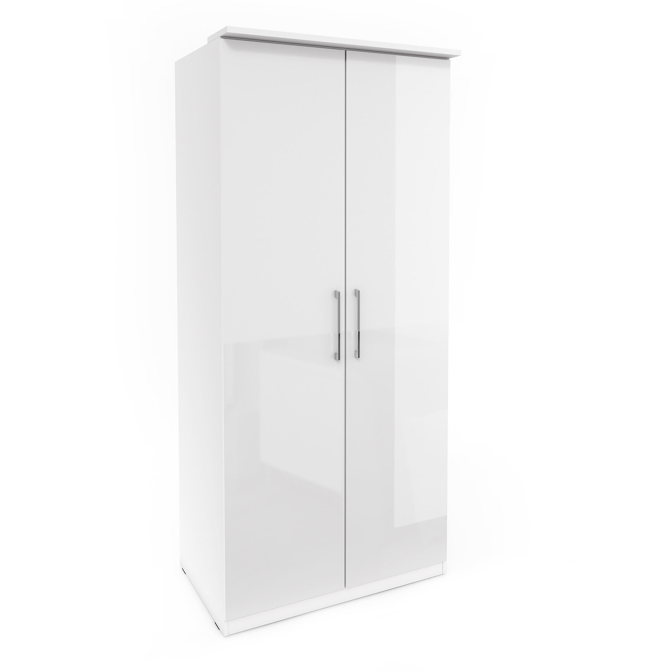 DREHTÜRENSCHRANK OTTIMA 90/217/63 cm 2-türig Weiß - Weiß, Holzwerkstoff (90/217/63cm) - MASSENO