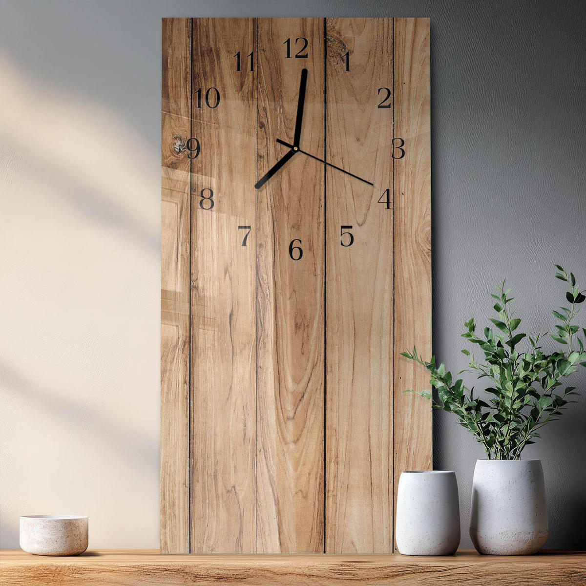 WANDUHR 60x30 cm - Nacht des Horizonts - Beige, Glas (30/60/0.4cm) - TULUP