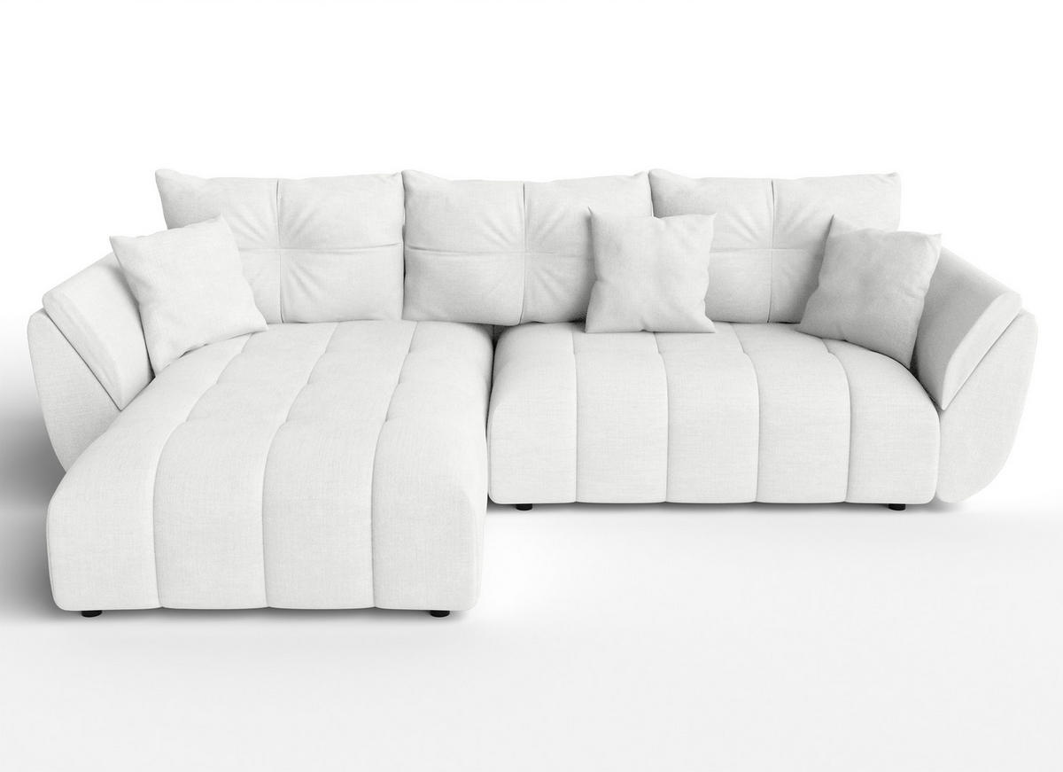 ECKSOFA L Form Verciani Weiß 266/190/91 cm mit Schlaffunktion - Schwarz/Weiß, Kunststoff/Textil (266/190cm) - AX Living