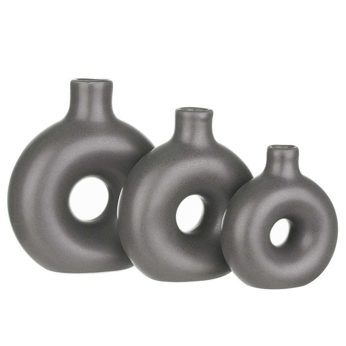 MINI-VASE (6er Set) Loopy - Anthrazit, Stein (10cm) - Butlers
