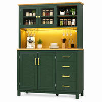 BUFFETSCHRANK mit LED-Lichtleiste 105,5x40x180 cm MDF Grün - Grün, Holzwerkstoff (40/180/105.5cm) - Meubliv
