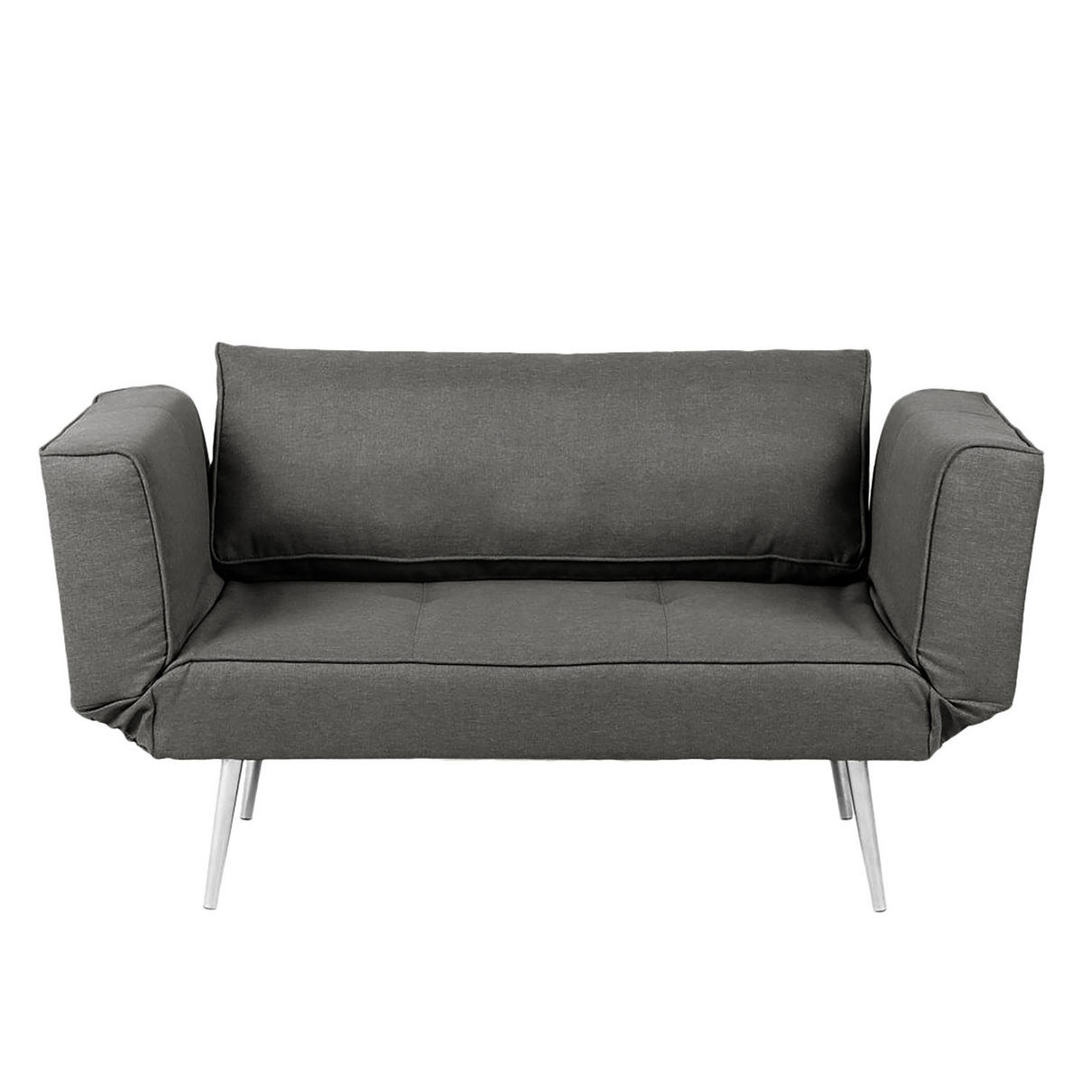 SCHLAFSOFA - Webstoff - Silberfarben/Grau, Textil/Metall (152/74/74cm) - home24