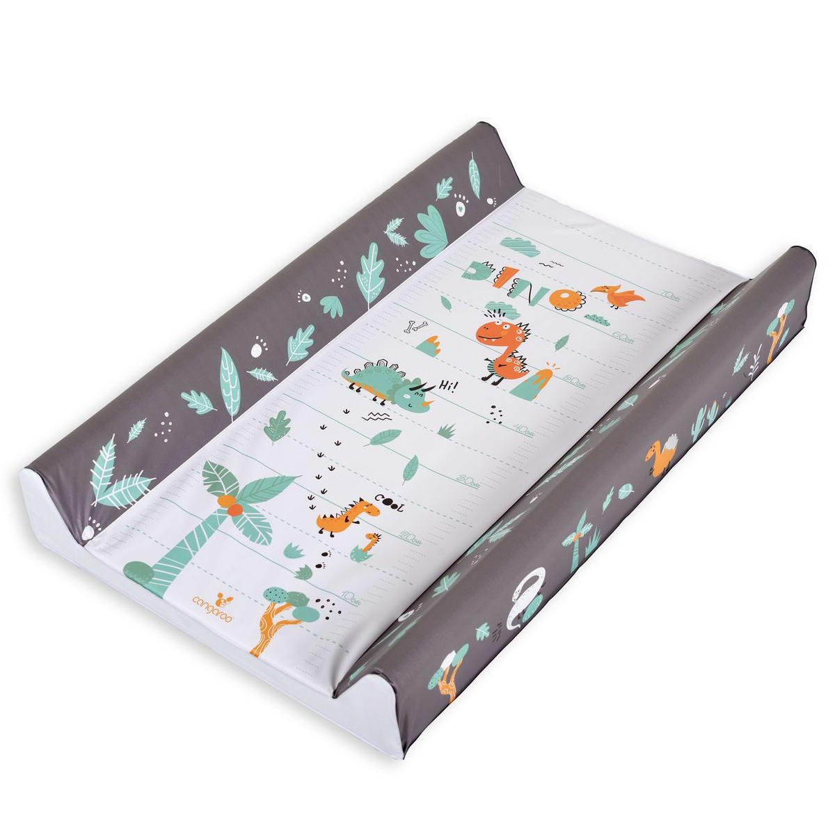 WICKELAUFLAGE Dino 50 x 80 cm grün erhöhter Seitenrand, abwaschbar, Maßband 10–70 cm, Rutschschutz - Grün, Kunststoff (50/80cm) - Cangaroo