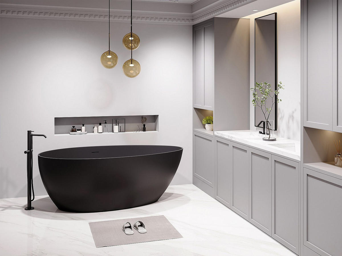 FREISTEHENDE Badewanne - 1 Person - Acryl - Schwarz - - Schwarz, Kunststoff (160/58/82cm) - Vente-Unique