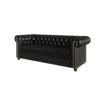 CHESTERFIELD-SOFA 3-sitzer Morin Schwarz vegan Leder - Schwarz/Braun, Holz/Textil (203/72/86cm) - S-Style Möbel