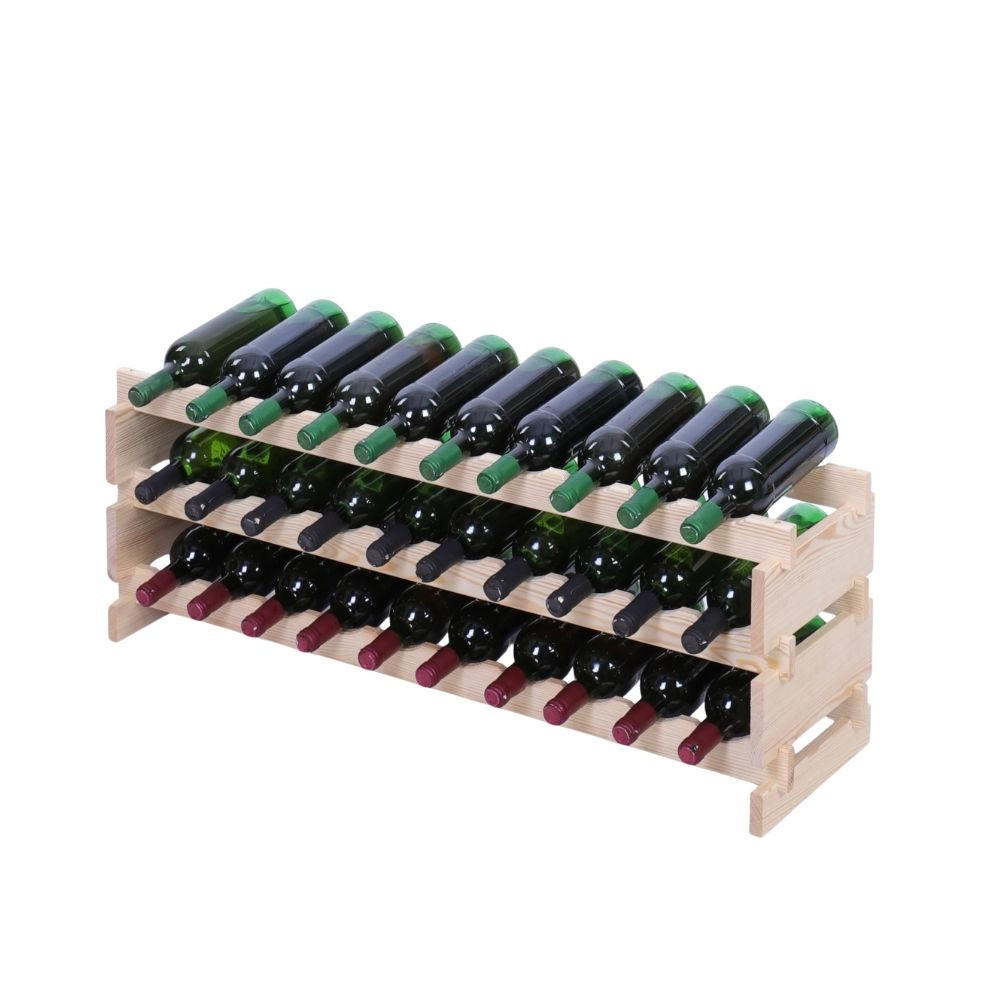 WEINREGAL VINOTECA FLEX PRO HxBxT 37x103x28cm 30 Flaschen auf 3 Ebene Natur unbehandelt - Naturfarben, Holz (103/37/28cm) - PROREGAL