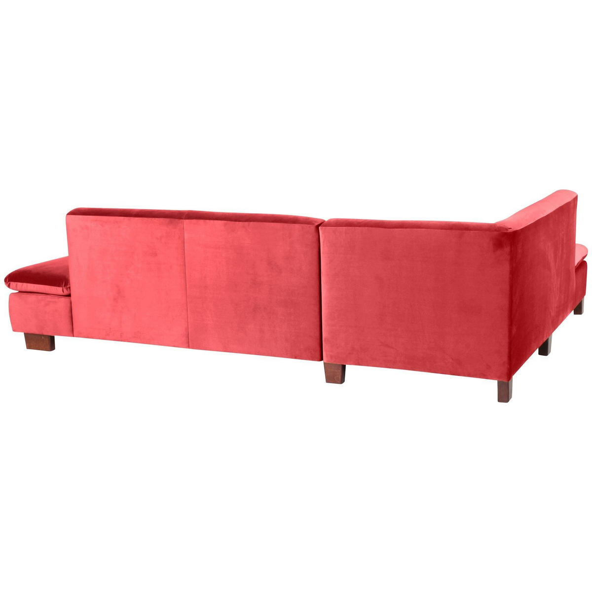 ECKSOFA mit Ottomane links Kaye Bezug Samtvelours Buche nussbaum dunkel / rot - Rot, Kunststoff (190/270cm) - 58aufmkessel