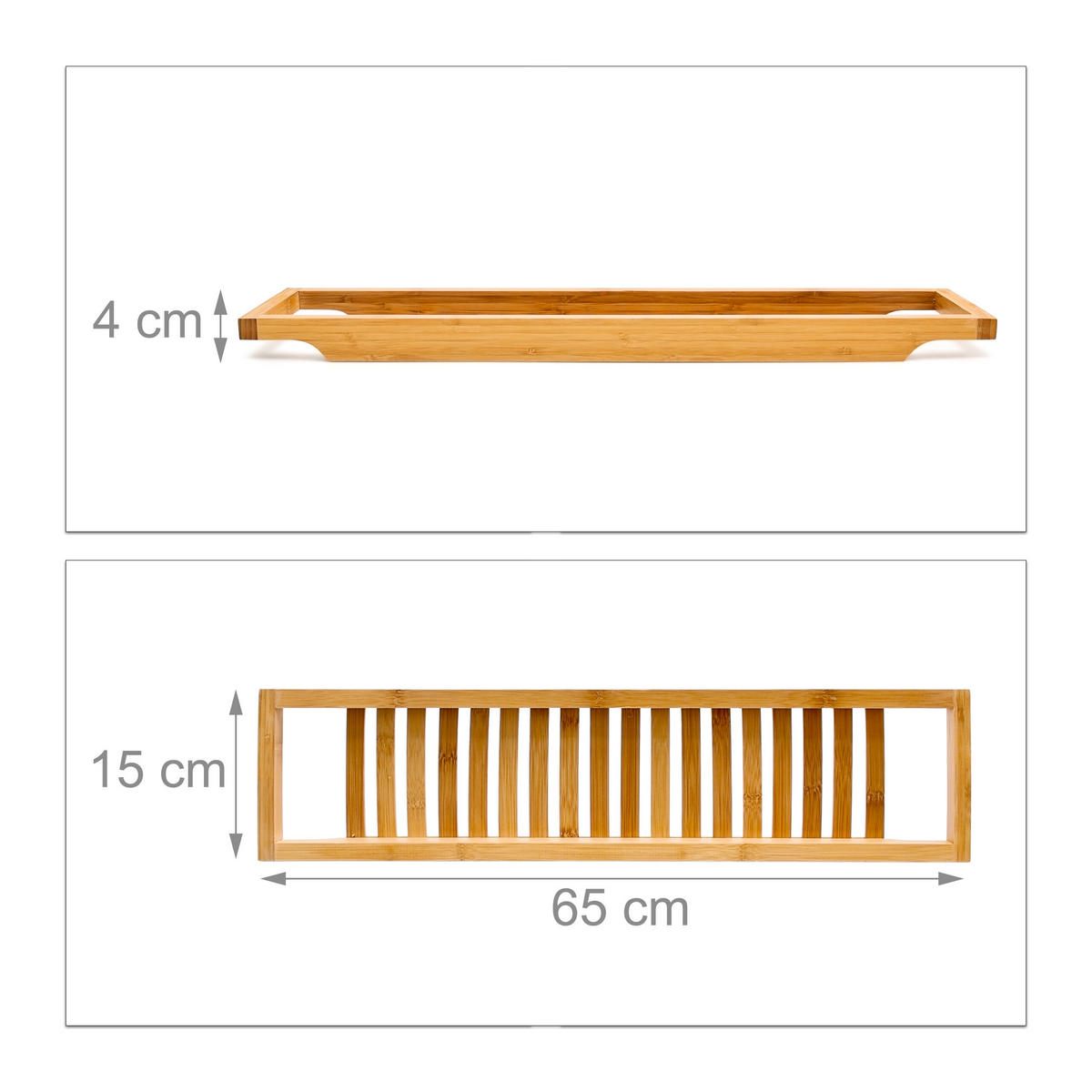 BADEWANNENABLAGE - Hellbraun, Holz (65/4/15cm) - Relaxdays